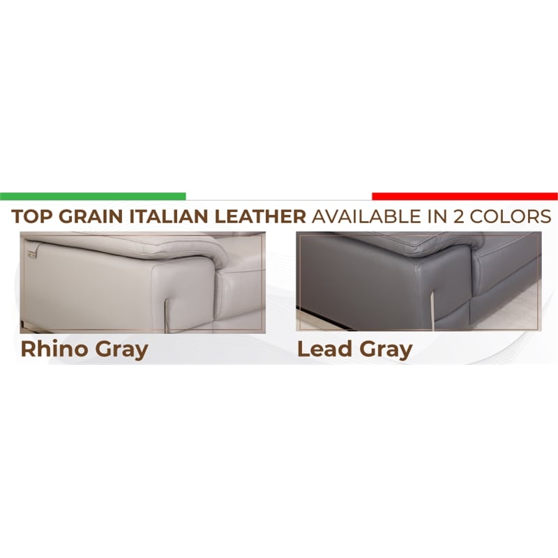 Titan Furnishings Genuine Italian Leather Upholstered Sofa Set in Light Gray