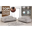 Titan Furnishings Genuine Italian Leather Upholstered Sofa Set in Light Gray