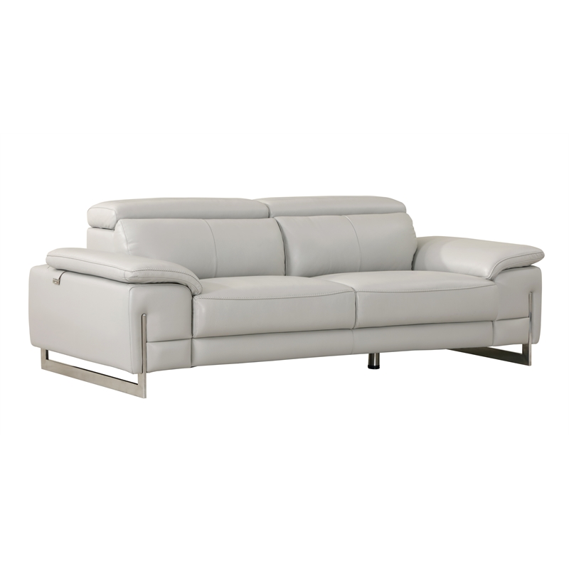 Titan Furnishings Genuine Italian Leather Sofa & Loveseat Set in Light Gray