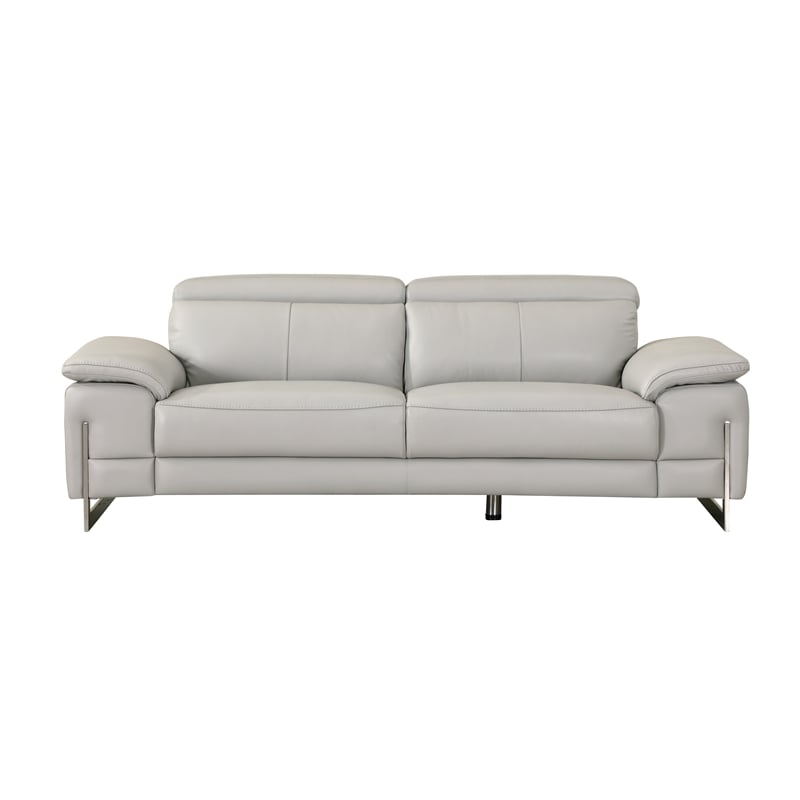 Titan Furnishings Genuine Italian Leather Sofa & Loveseat Set in Light Gray