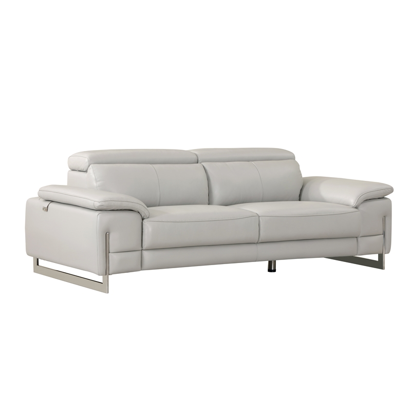 Titan Furnishings Genuine Italian Leather Sofa & Loveseat Set in Light Gray
