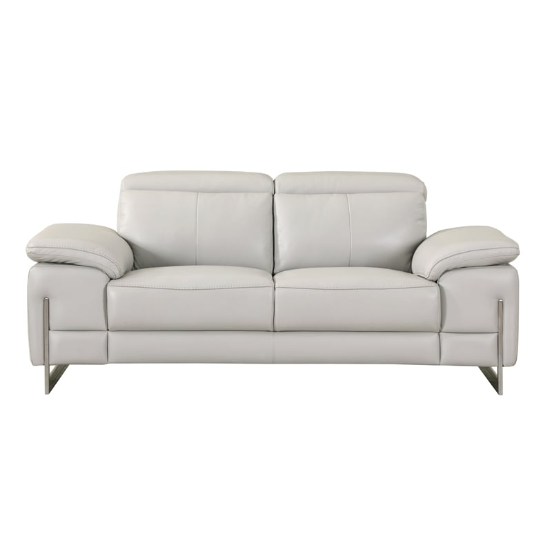 Titan Furnishings Genuine Italian Leather Sofa & Loveseat Set in Light Gray