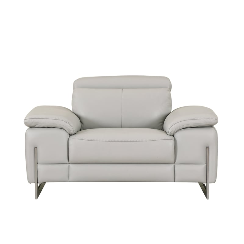Titan Furnishings Genuine Italian Leather Sofa & Loveseat Set in Light Gray