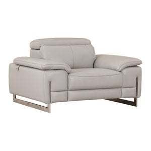 Titan Furnishings 31&quot Modern Genuine Italian Leather Chair in Light Gray