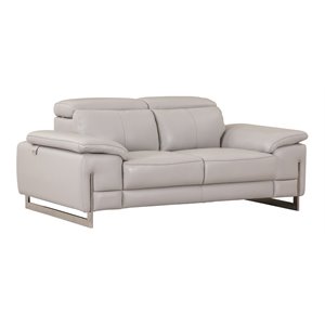 Titan Furnishings 71&quot Modern Genuine Italian Leather Loveseat in Light Gray