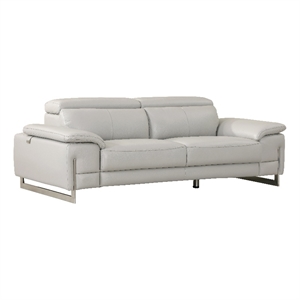 Titan Furnishings 87&quot Modern Genuine Italian Leather Sofa in Light Gray