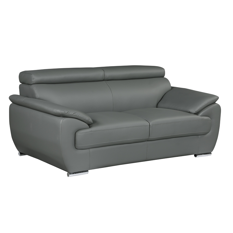Titan Furnishings Modern Leather Upholstered Recliner Sofa Set in Gray
