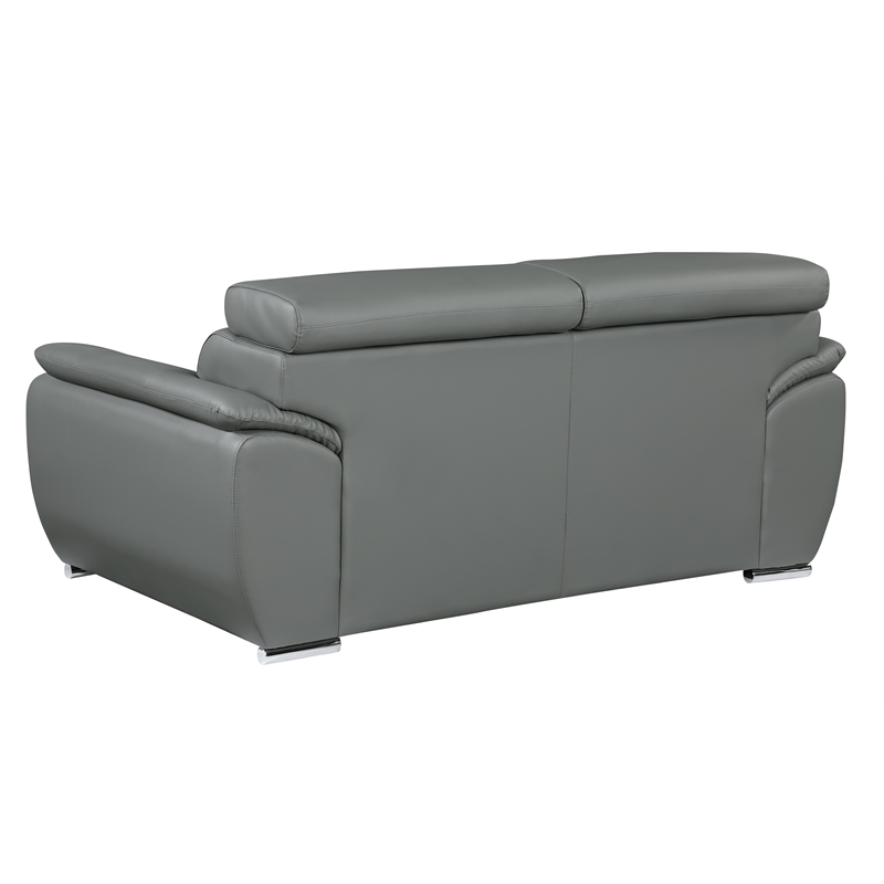 Titan Furnishings Modern Leather Upholstered Recliner Sofa Set in Gray
