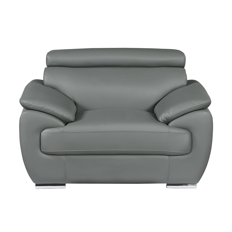 Titan Furnishings Modern Leather Upholstered Recliner Sofa Set in Gray