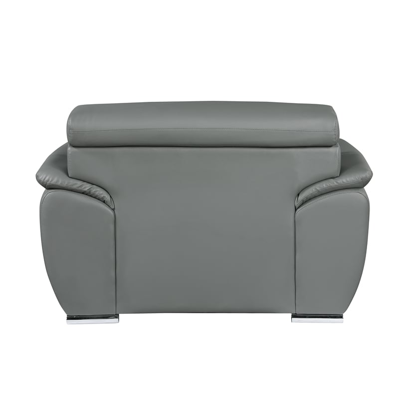 Titan Furnishings Modern Leather Upholstered Recliner Sofa Set in Gray