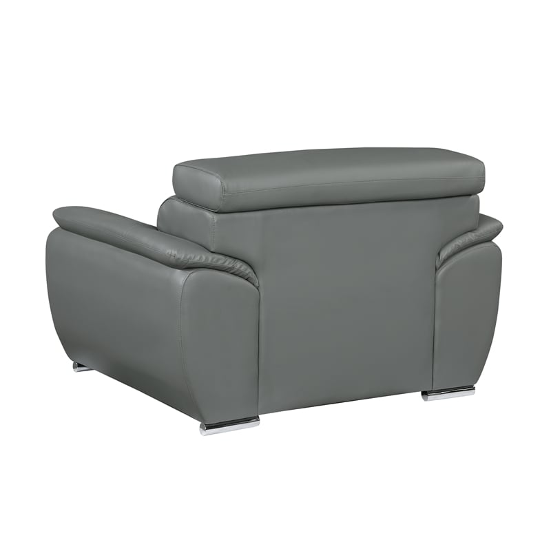 Titan Furnishings Modern Leather Upholstered Recliner Sofa Set in Gray