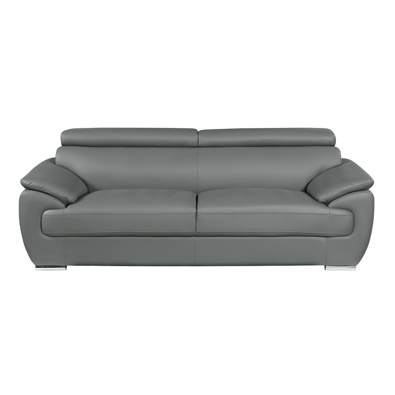 Titan Furnishings Modern Leather Upholstered Recliner Sofa Set in Gray
