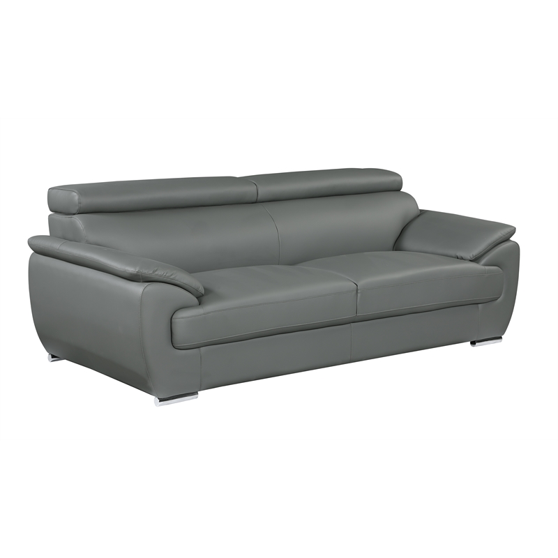 Titan Furnishings Modern Leather Upholstered Recliner Sofa Set in Gray