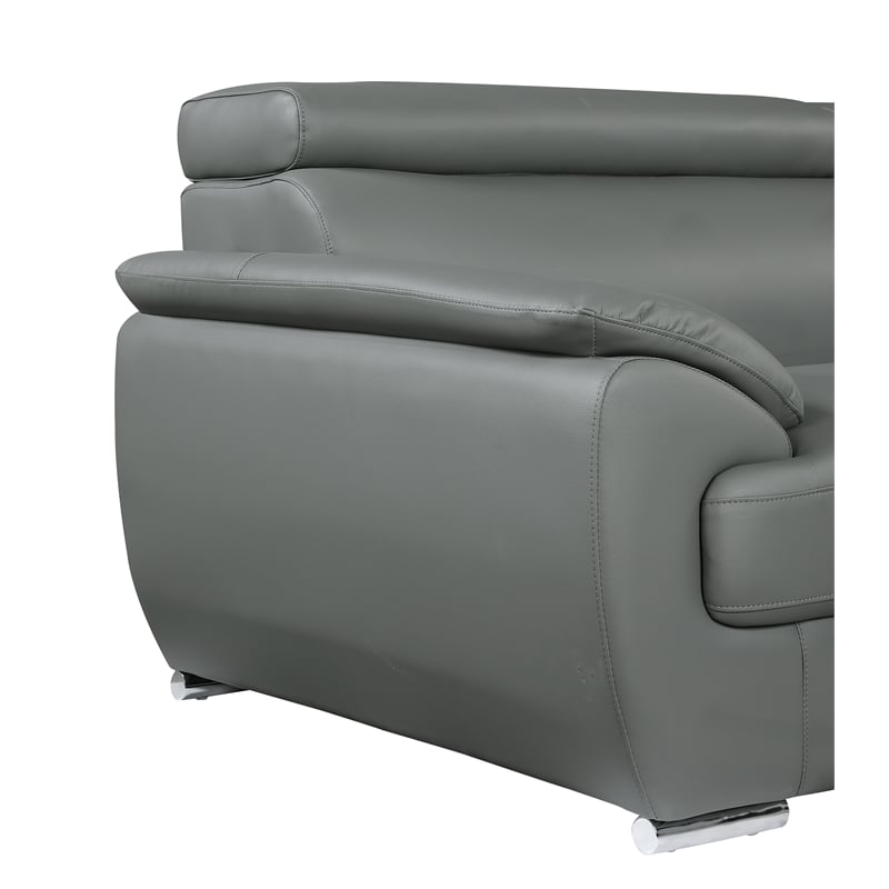 Titan Furnishings Modern Leather Upholstered Recliner Sofa Set in Gray