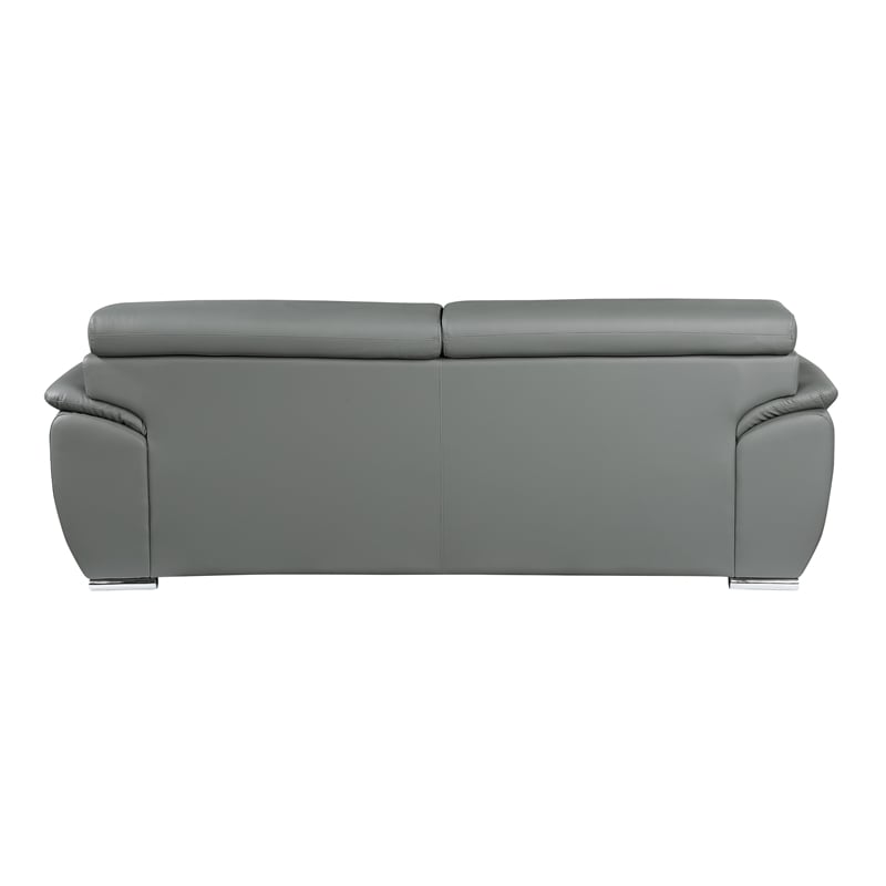 Titan Furnishings Modern Leather Upholstered Recliner Sofa Set in Gray
