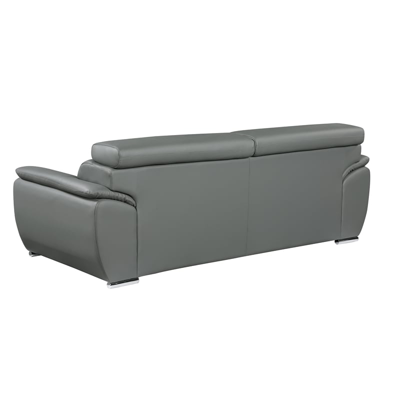 Titan Furnishings Modern Leather Upholstered Recliner Sofa Set in Gray