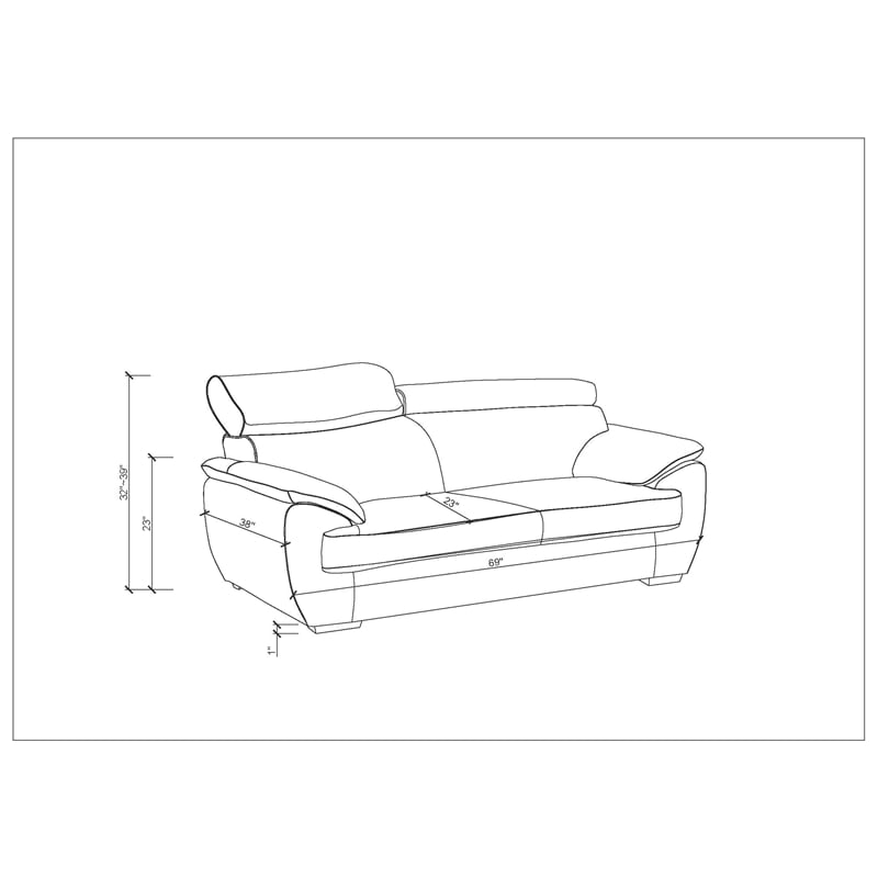 Titan Furnishings Modern Leather Upholstered Recliner Sofa Set in Gray