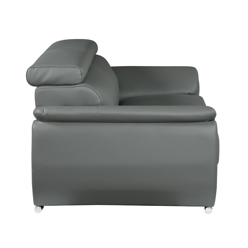 Titan Furnishings Modern Leather Reclining Sofa and Loveseat Set in Gray