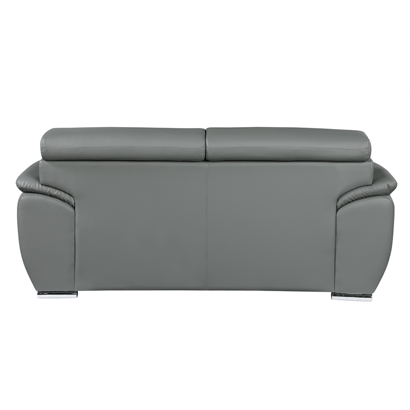 Titan Furnishings Modern Leather Reclining Sofa and Loveseat Set in Gray