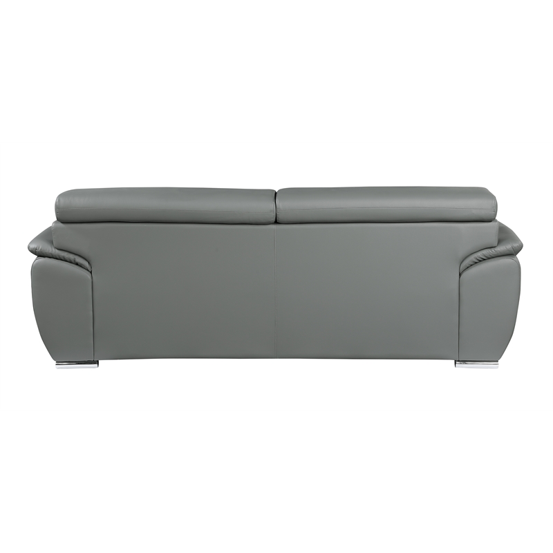 Titan Furnishings Modern Leather Reclining Sofa and Loveseat Set in Gray