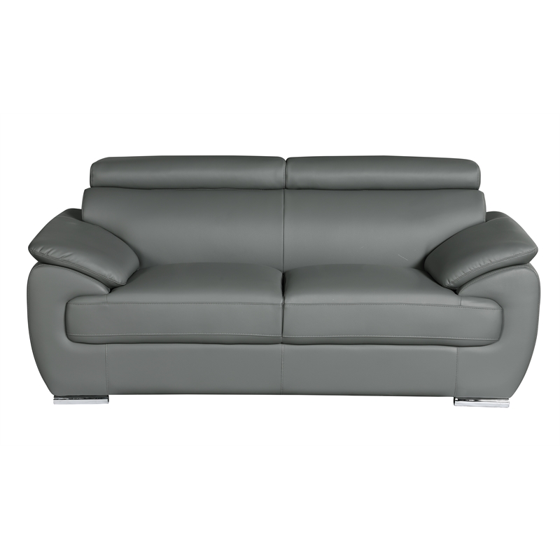 Titan Furnishings Modern Leather Reclining Sofa and Loveseat Set in Gray