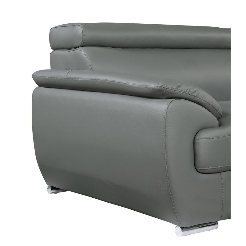 Titan Furnishings Modern Leather Upholstered Recliner Loveseat in Gray