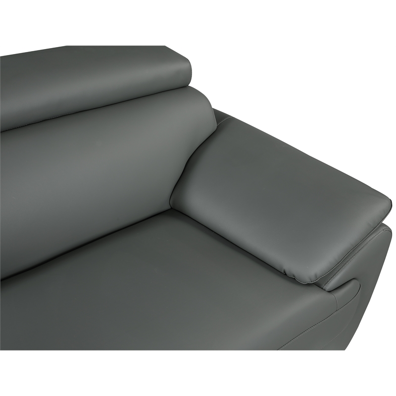 Titan Furnishings Modern Leather Upholstered Recliner Loveseat in Gray