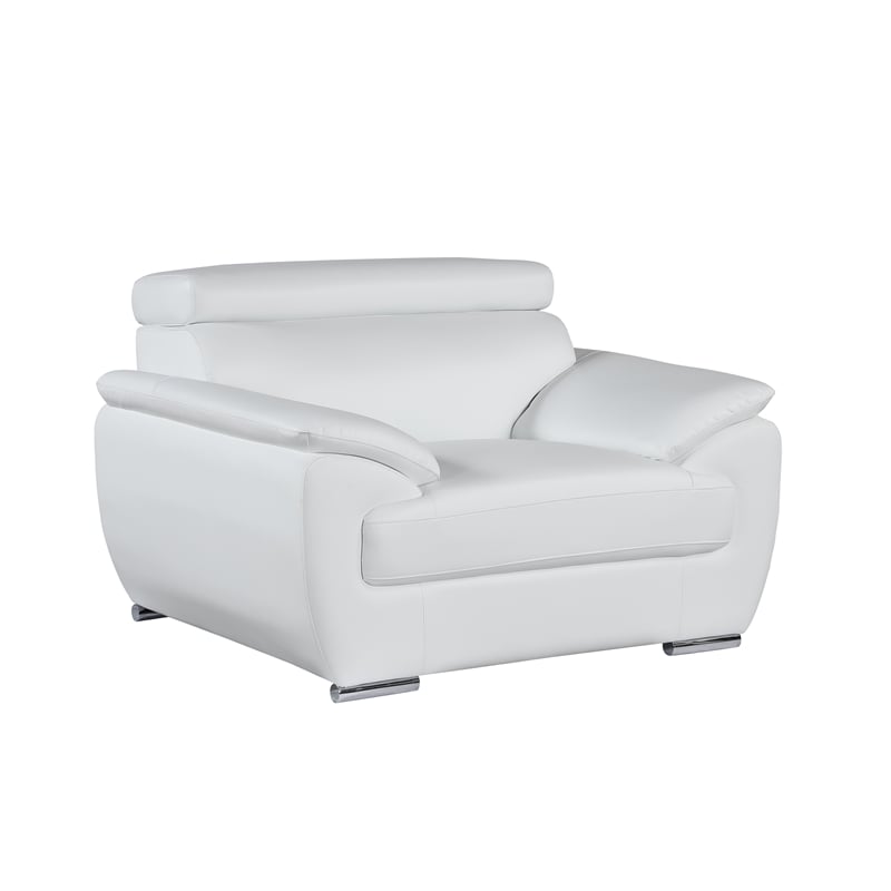Titan Furnishings Modern Leather Upholstered Recliner Sofa Set in White