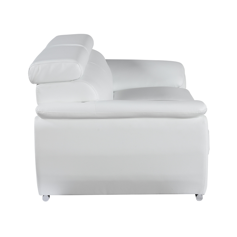 Titan Furnishings Modern Leather Upholstered Recliner Sofa Set in White