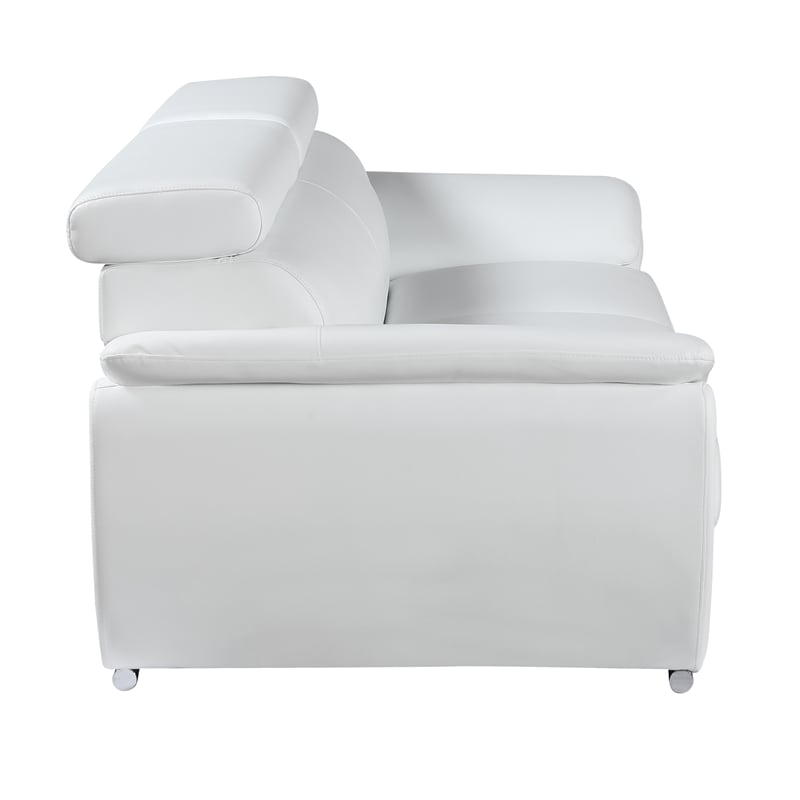 Titan Furnishings Modern Leather Upholstered Recliner Sofa Set in White