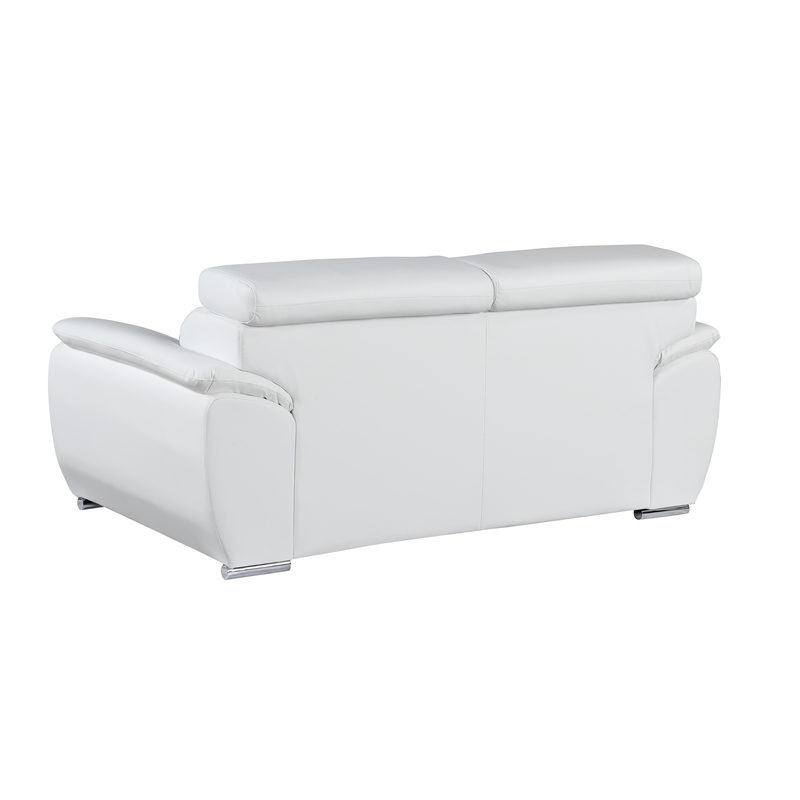 Titan Furnishings Modern Leather Reclining Sofa and Loveseat Set in White