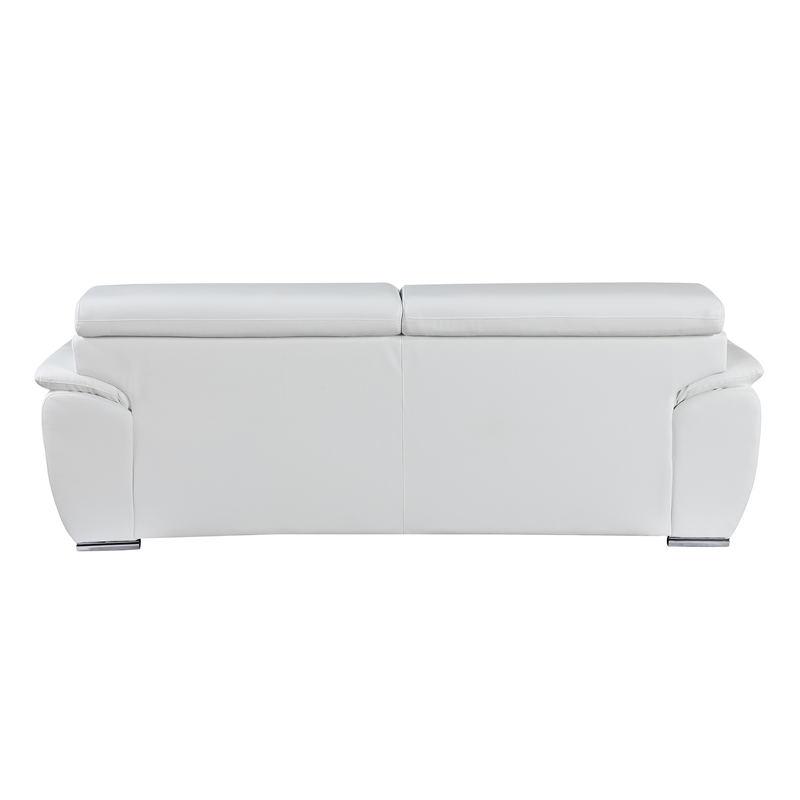 Titan Furnishings Modern Leather Reclining Sofa and Loveseat Set in White