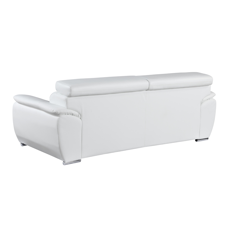 Titan Furnishings Modern Leather Reclining Sofa and Loveseat Set in White