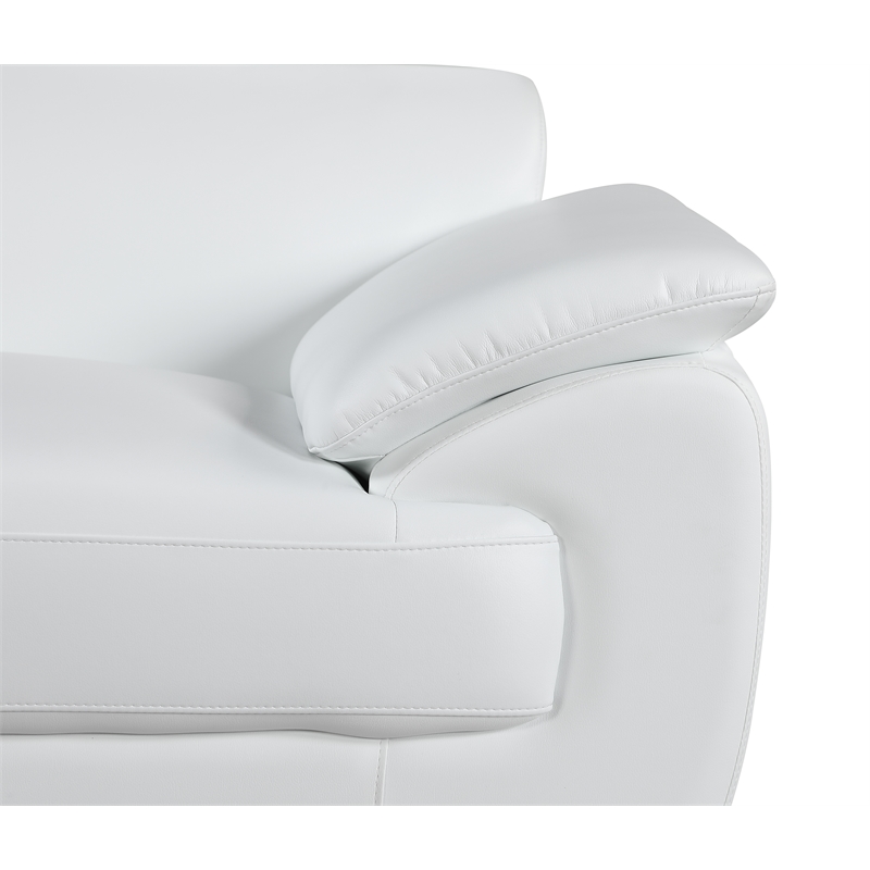 Titan Furnishings Modern Leather Reclining Sofa and Loveseat Set in White