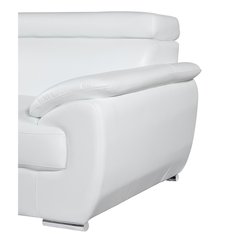 Titan Furnishings Modern Leather Reclining Sofa and Loveseat Set in White