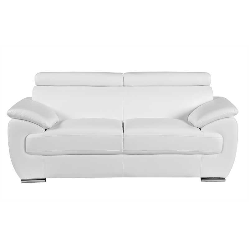 Titan Furnishings Modern Leather Reclining Sofa and Loveseat Set in White