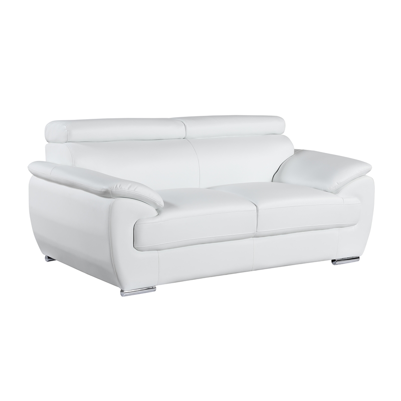 Titan Furnishings Modern Leather Reclining Sofa and Loveseat Set in White