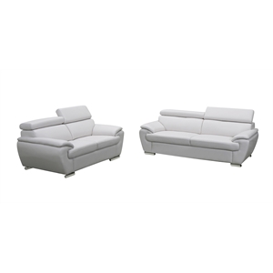 Titan Furnishings Modern Leather Reclining Sofa and Loveseat Set in White