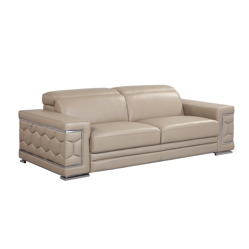 Titan Furnishings Genuine Italian Leather Upholstered Sofa Set in Beige