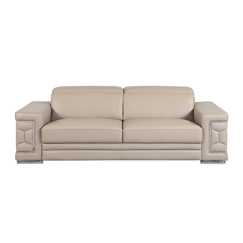 Titan Furnishings Genuine Italian Leather Upholstered Sofa Set in Beige