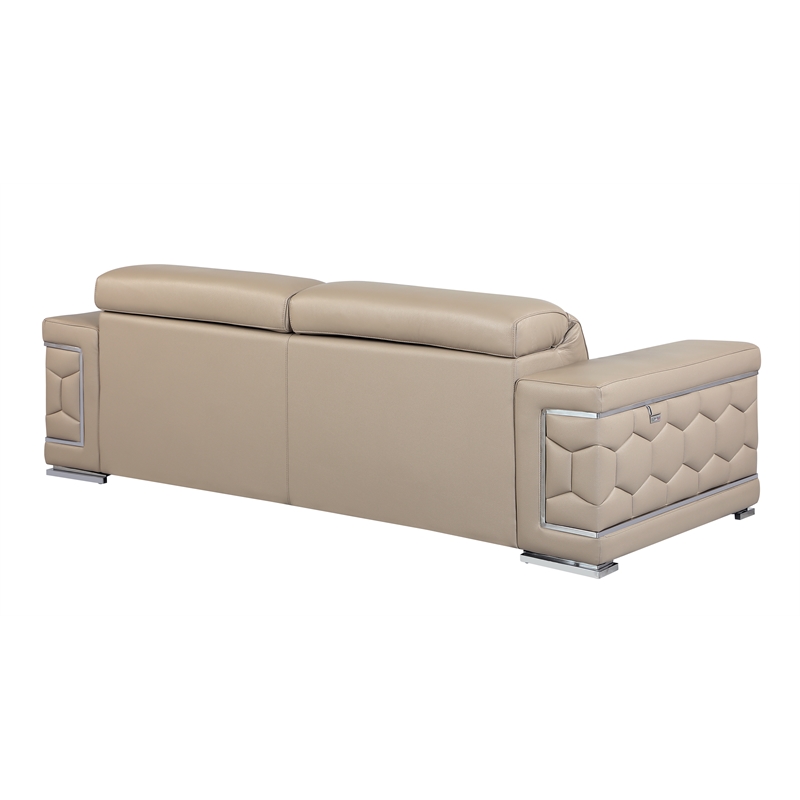 Titan Furnishings Genuine Italian Leather Upholstered Sofa Set in Beige