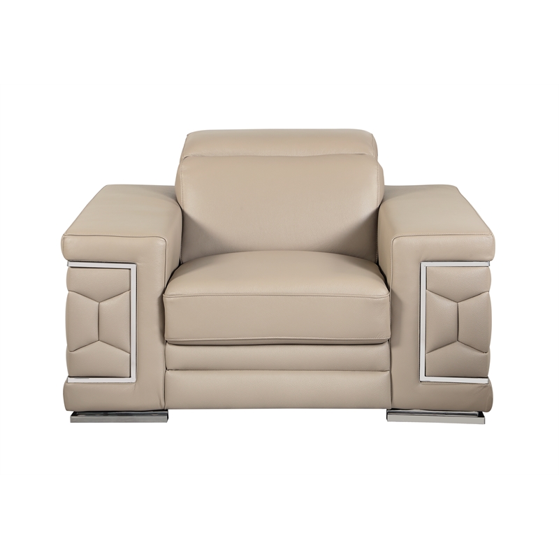 Titan Furnishings Genuine Italian Leather Upholstered Sofa Set in Beige