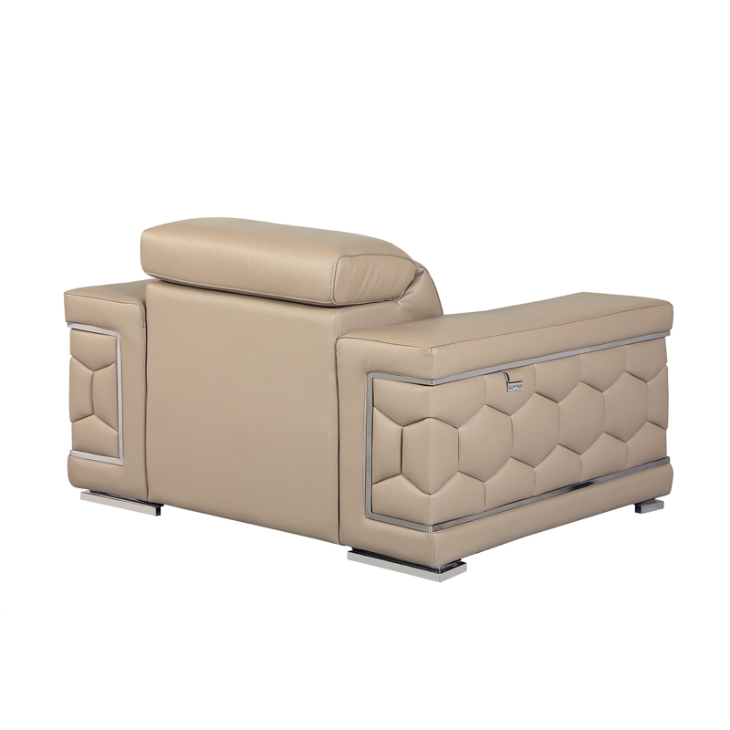 Titan Furnishings Genuine Italian Leather Upholstered Sofa Set in Beige