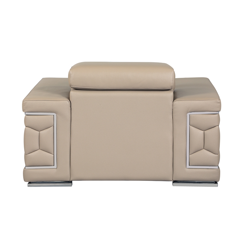 Titan Furnishings Genuine Italian Leather Upholstered Sofa Set in Beige