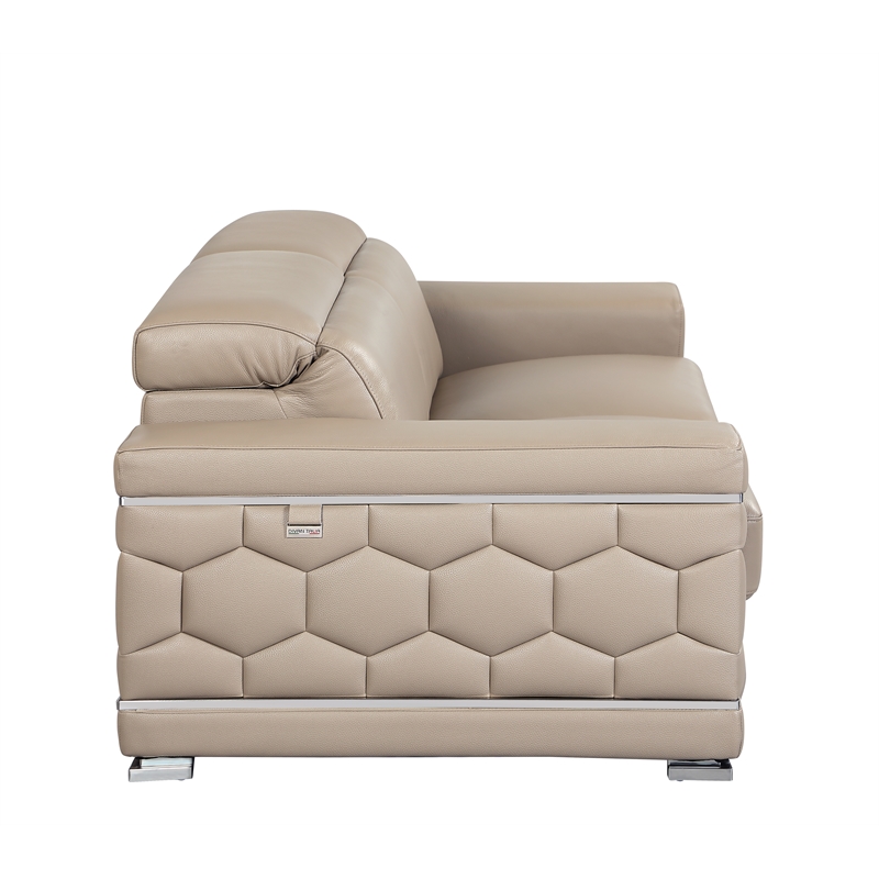 Titan Furnishings Genuine Italian Leather Upholstered Sofa Set in Beige