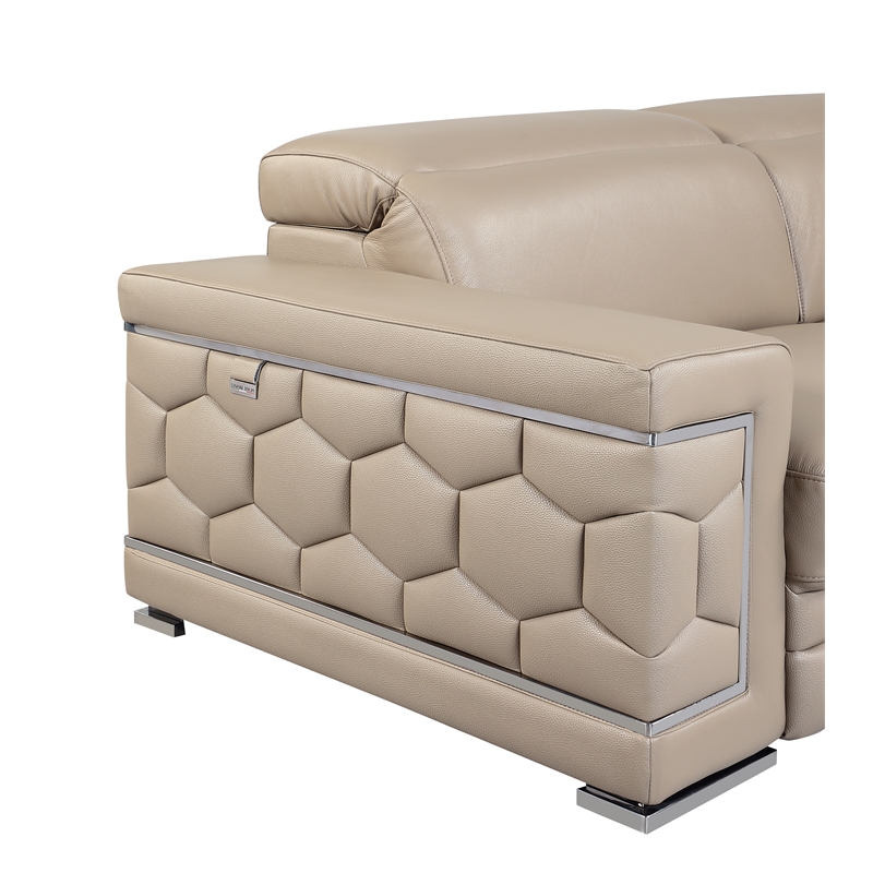 Titan Furnishings Genuine Italian Leather Upholstered Sofa Set in Beige