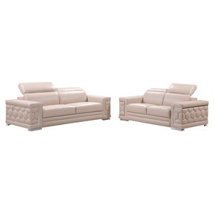 Titan Furnishings Genuine Italian Leather Sofa and Loveseat Set in Beige