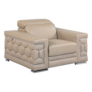 Titan Furnishings 38&quot Modern Genuine Italian Leather Chair in Beige