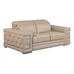 Titan Furnishings 71&quot Modern Genuine Italian Leather Loveseat in Beige
