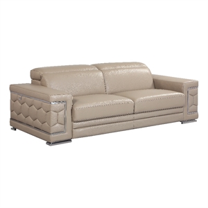 Titan Furnishings 89&quot Modern Genuine Italian Leather Sofa in Beige